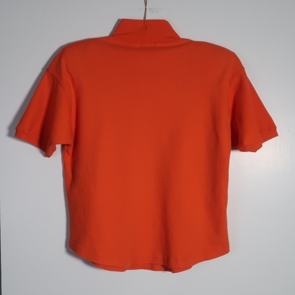 Vintage Orange Mock Neck T-shirt with Embroidered Rose - Picture 12 of 16